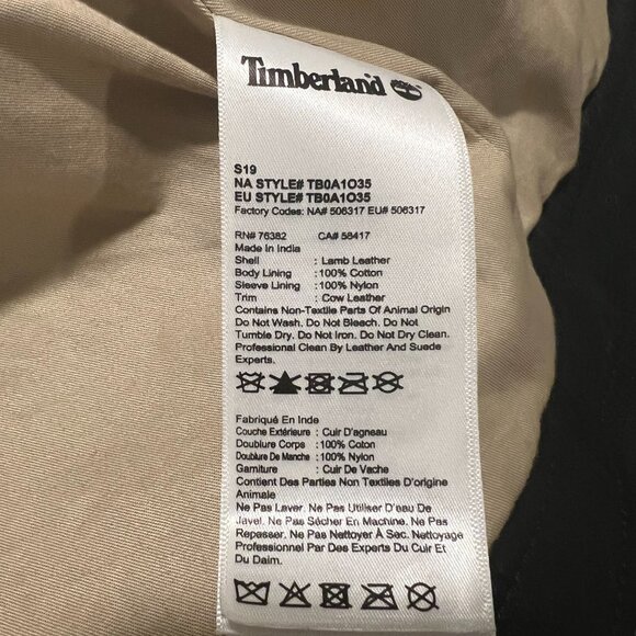 timberland large lambskin leather cafe racer jacket - Picture 6 of 6